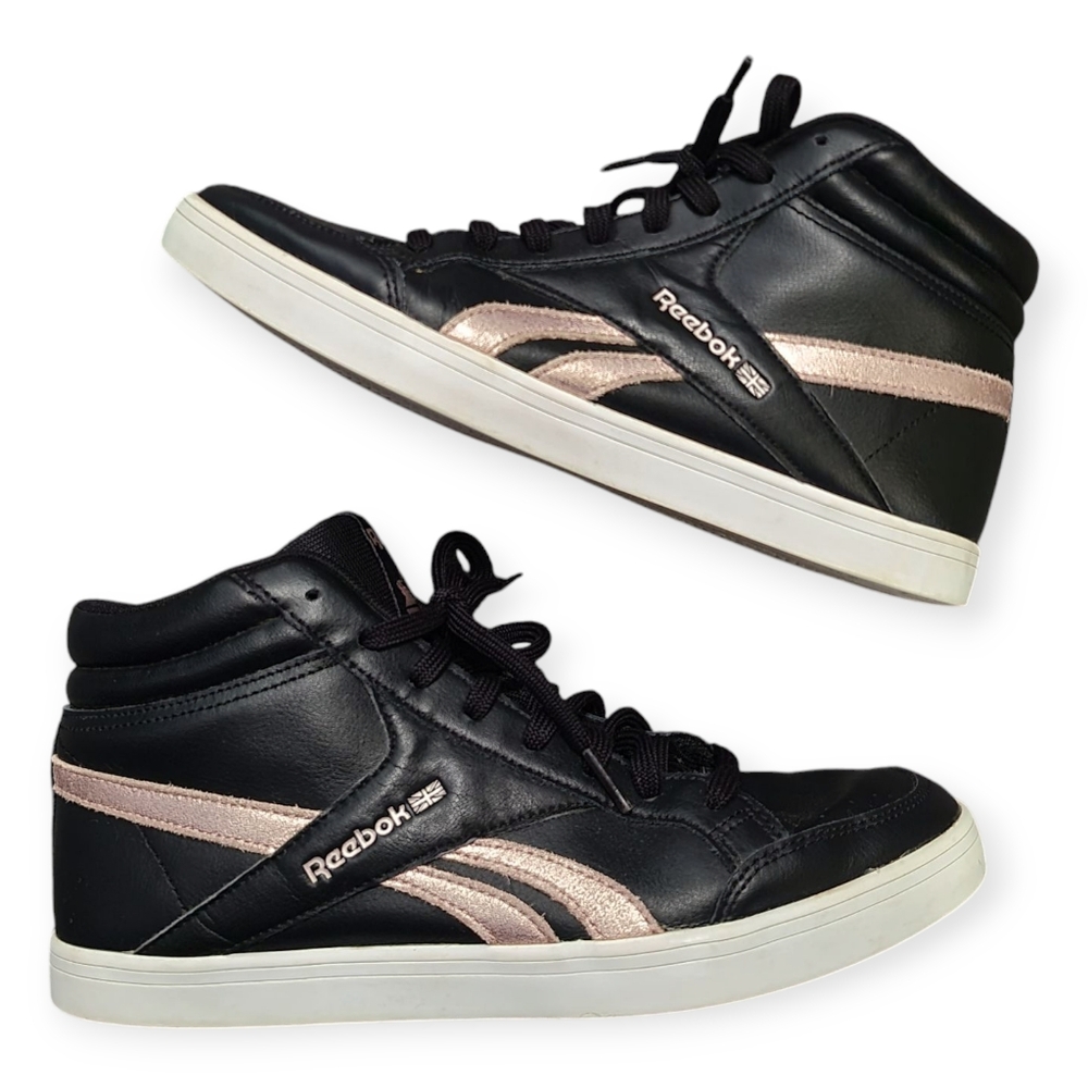 Reebok Black and Pink High-Top Sneakers